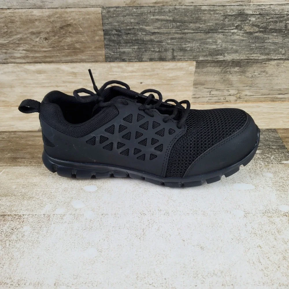 Reebok Sublite Cushion Work Shoes Mens 8 / Womens Sz 10 Black Alloy Toe Sneakers